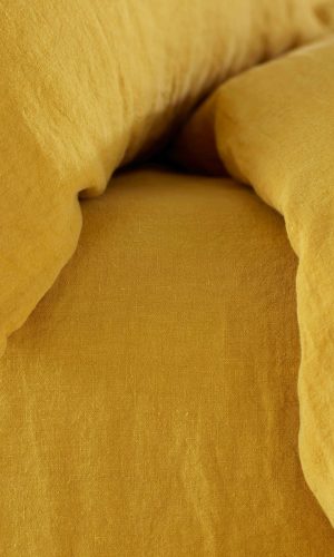 Mustard Yellow 100% Linen Fitted Sheet