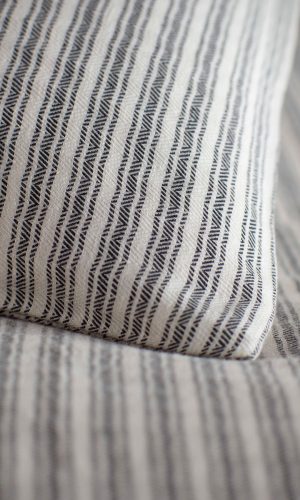 Grey Ticking Stripe Cotton Linen Housewife Pillowcase